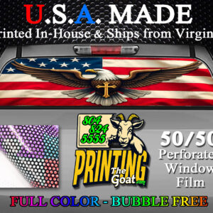 American Flag Bald Eagle Patriotic Decal Truck Rear Window Perforated 50/50 Sticker