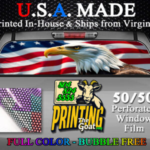 American Flag Bald Eagle Patriotic Decal Truck Rear Window Perforated 50/50 Sticker
