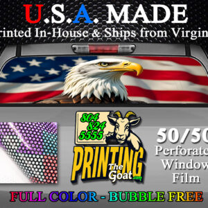 American Flag Bald Eagle Patriotic Decal Truck Rear Window Perforated 50/50 Sticker