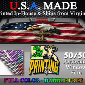 American Flag Bald Eagle Patriotic Decal Truck Rear Window Perforated 50/50 Sticker