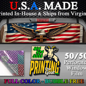 American Flag Bald Eagle Patriotic Decal Truck Rear Window Perforated 50/50 Sticker