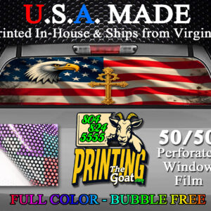 American Flag Bald Eagle Patriotic Decal Truck Rear Window Perforated 50/50 Sticker
