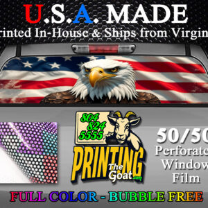 American Flag Bald Eagle Patriotic Decal Truck Rear Window Perforated 50/50 Sticker