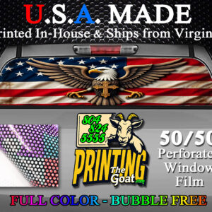 American Flag Bald Eagle Patriotic Decal Truck Rear Window Perforated 50/50 Sticker