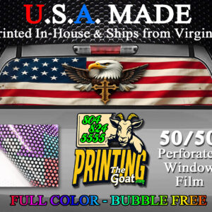 American Flag Bald Eagle Patriotic Decal Truck Rear Window Perforated 50/50 Sticker