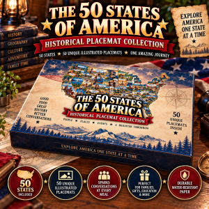 50 States Historical Placemats | Complete 50-Piece USA Collector Box Set
